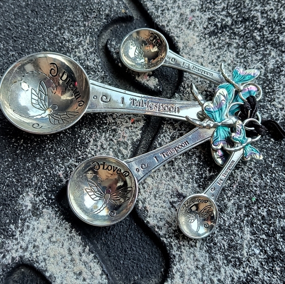 4-Piece Set Dragonflies Measuring Spoons Inspire Believe Love Dream Nice Set - Picture 3 of 7